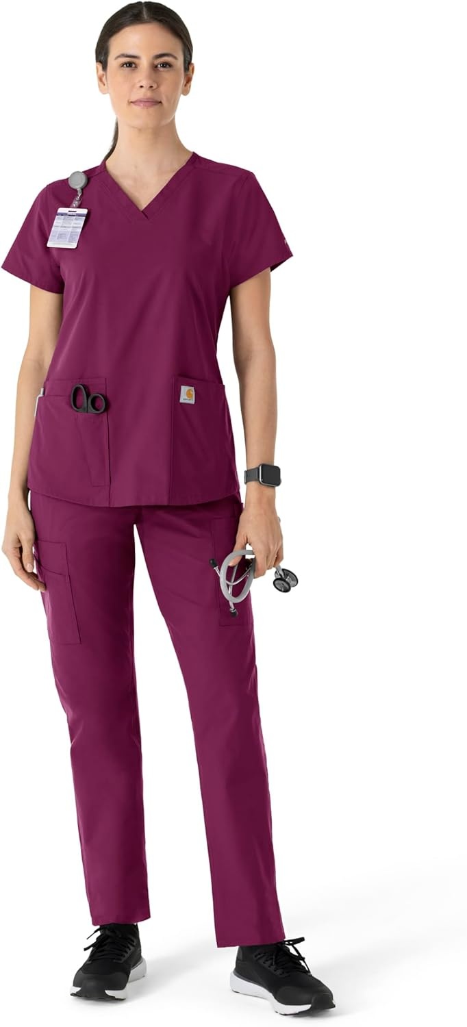 image:imageCarhartt Force Essentials Womens VNeck Scrub TopWine