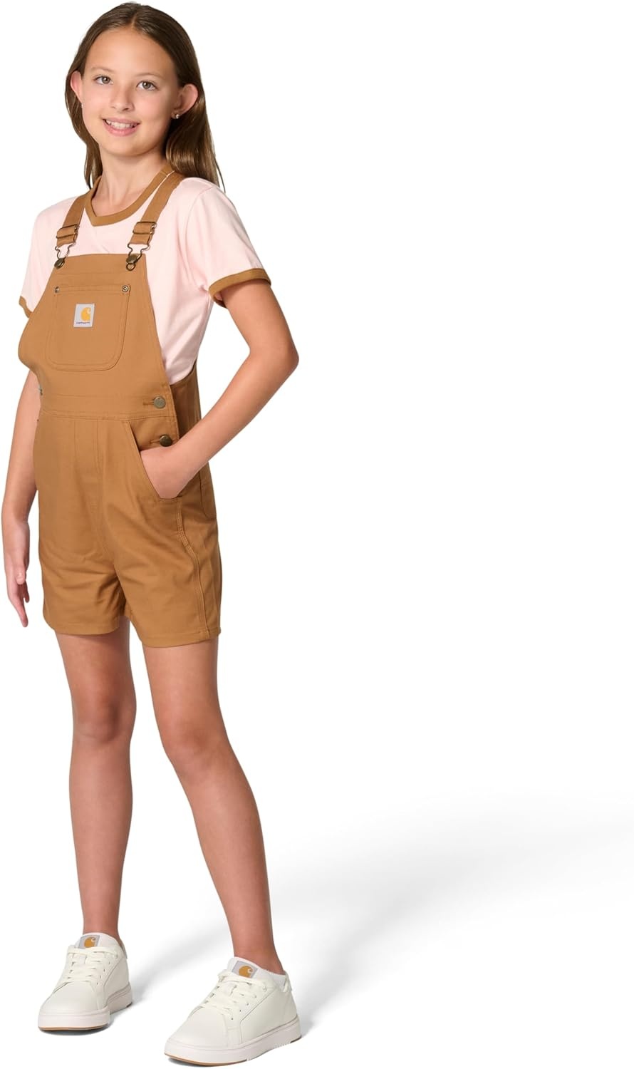 image:imageCarhartt Girls Rugged Flex Canvas ShortallCarhartt Brown