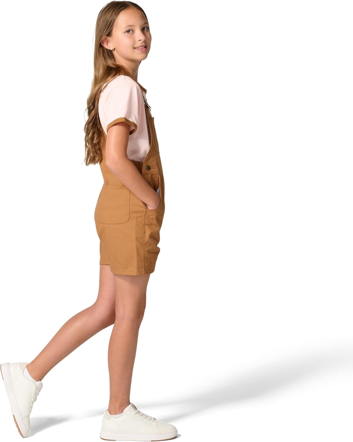 image:imageCarhartt Girls Rugged Flex Canvas ShortallCarhartt Brown