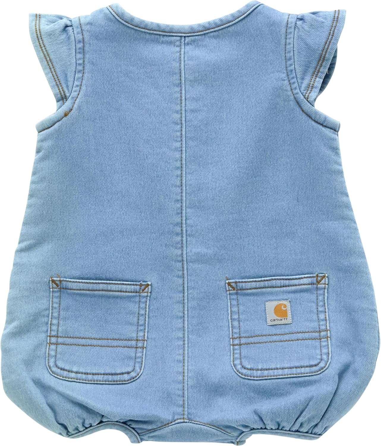 image:imageCarhartt Girls Shortsleeve Denim Henley RomperLight Wash