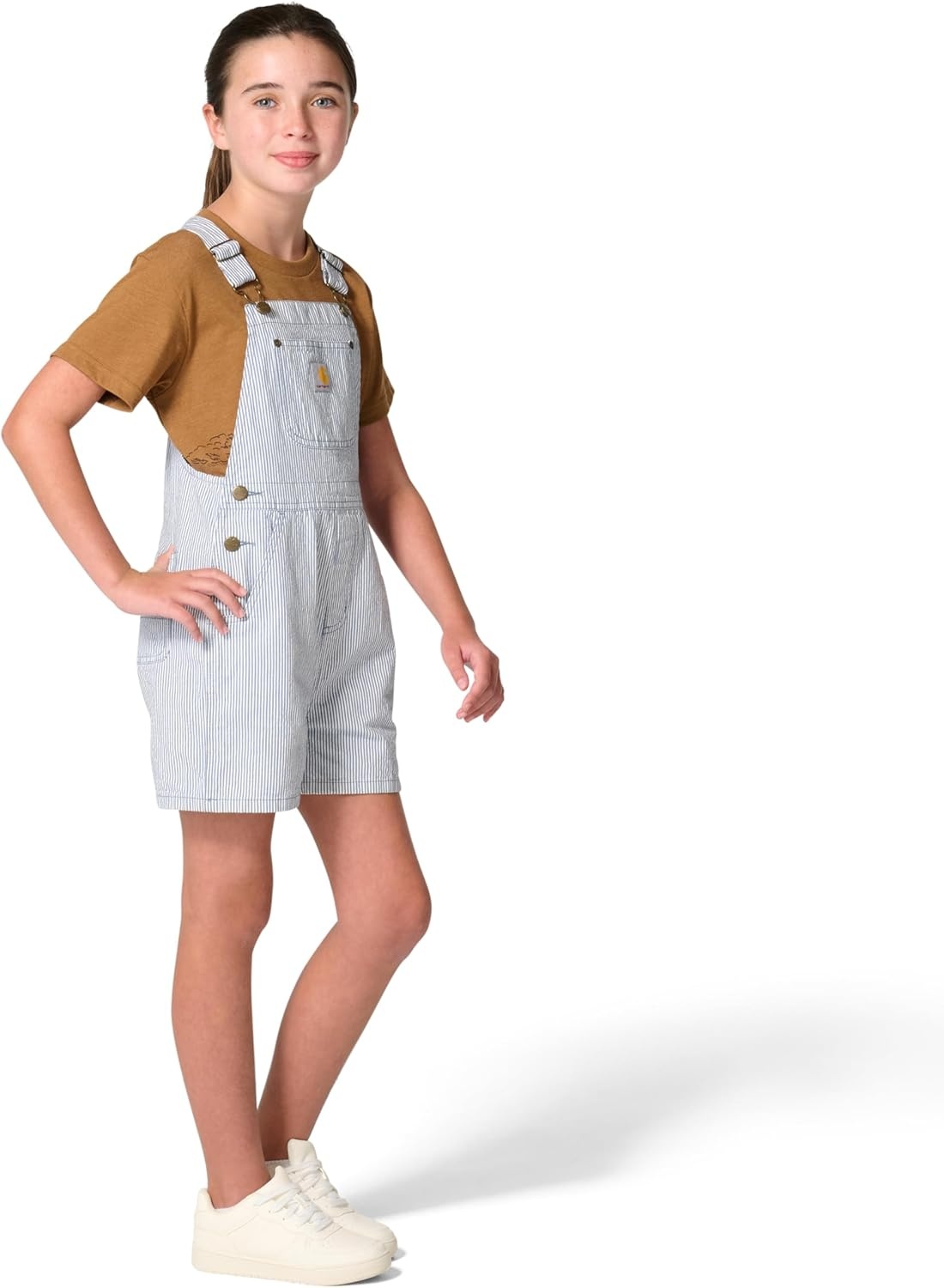 image:imageCarhartt Girls Twill Stripe ShortallBlue Horizon