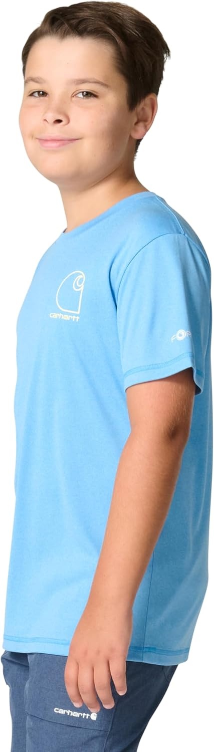 image:imageCarhartt Kids CA6696 ShortSleeve Force Sun Defender TShirt BoysAzure Blue Heather