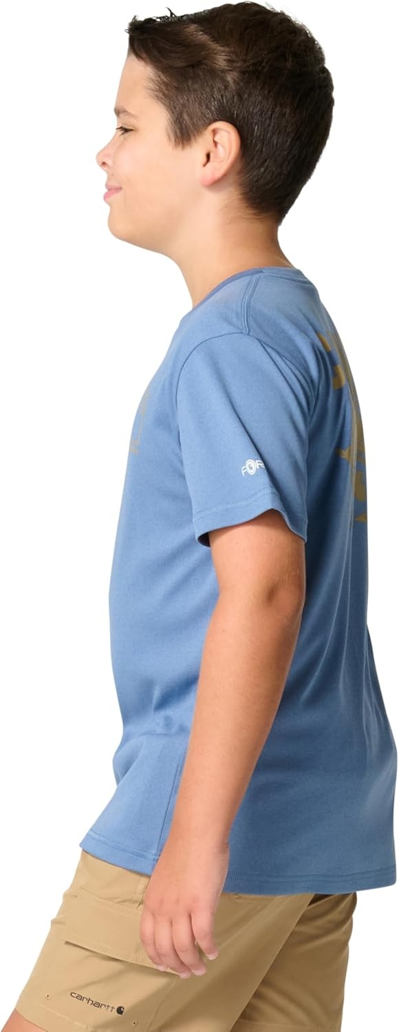 image:imageCarhartt Kids CA6696 ShortSleeve Force Sun Defender TShirt BoysBlue Horizon Heather