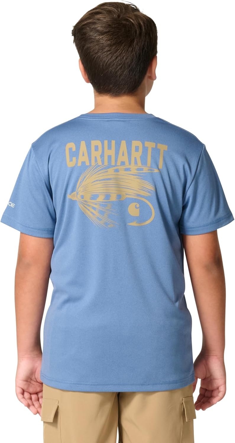 image:imageCarhartt Kids CA6696 ShortSleeve Force Sun Defender TShirt BoysBlue Horizon Heather