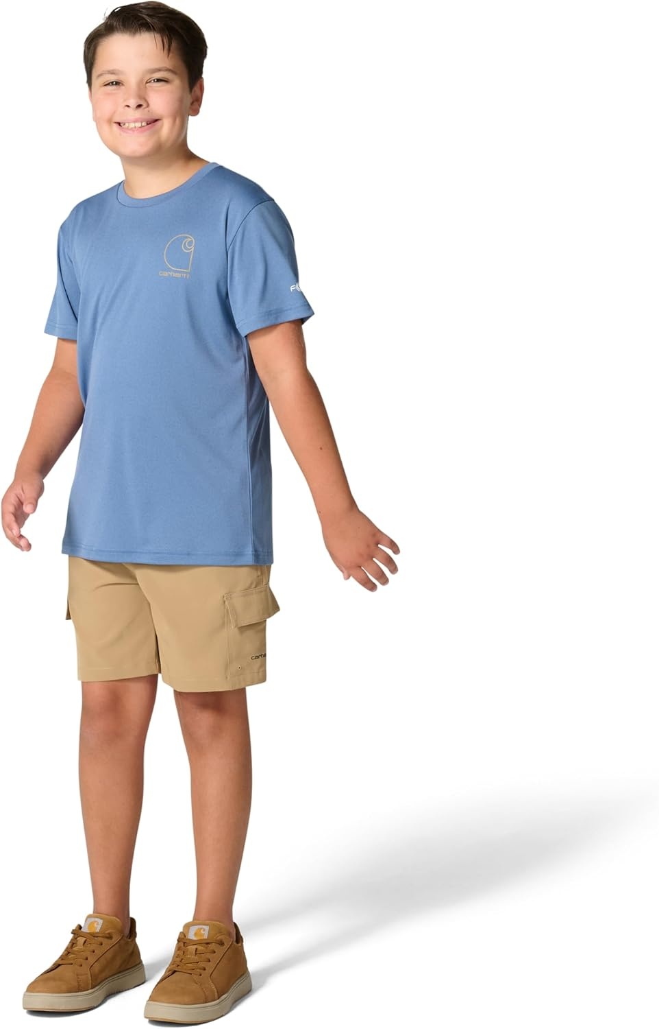 image:imageCarhartt Kids CA6696 ShortSleeve Force Sun Defender TShirt BoysBlue Horizon Heather