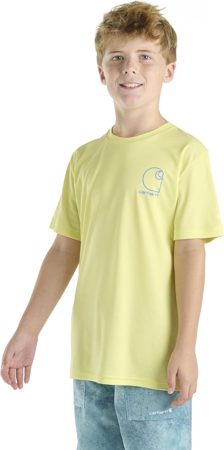 image:imageCarhartt Kids CA6696 ShortSleeve Force Sun Defender TShirt BoysBright Green
