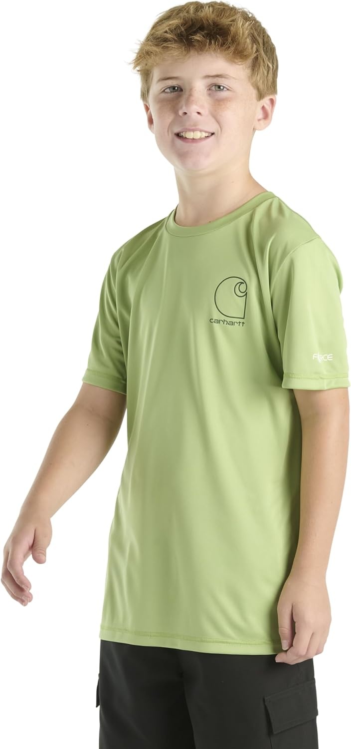 image:imageCarhartt Kids CA6696 ShortSleeve Force Sun Defender TShirt BoysBright Light Green