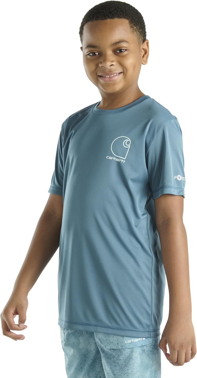 image:imageCarhartt Kids CA6696 ShortSleeve Force Sun Defender TShirt BoysDark Teal Blue