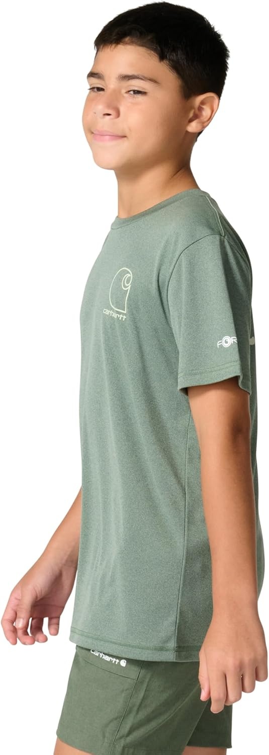 image:imageCarhartt Kids CA6696 ShortSleeve Force Sun Defender TShirt BoysLaurel Wreath Heather