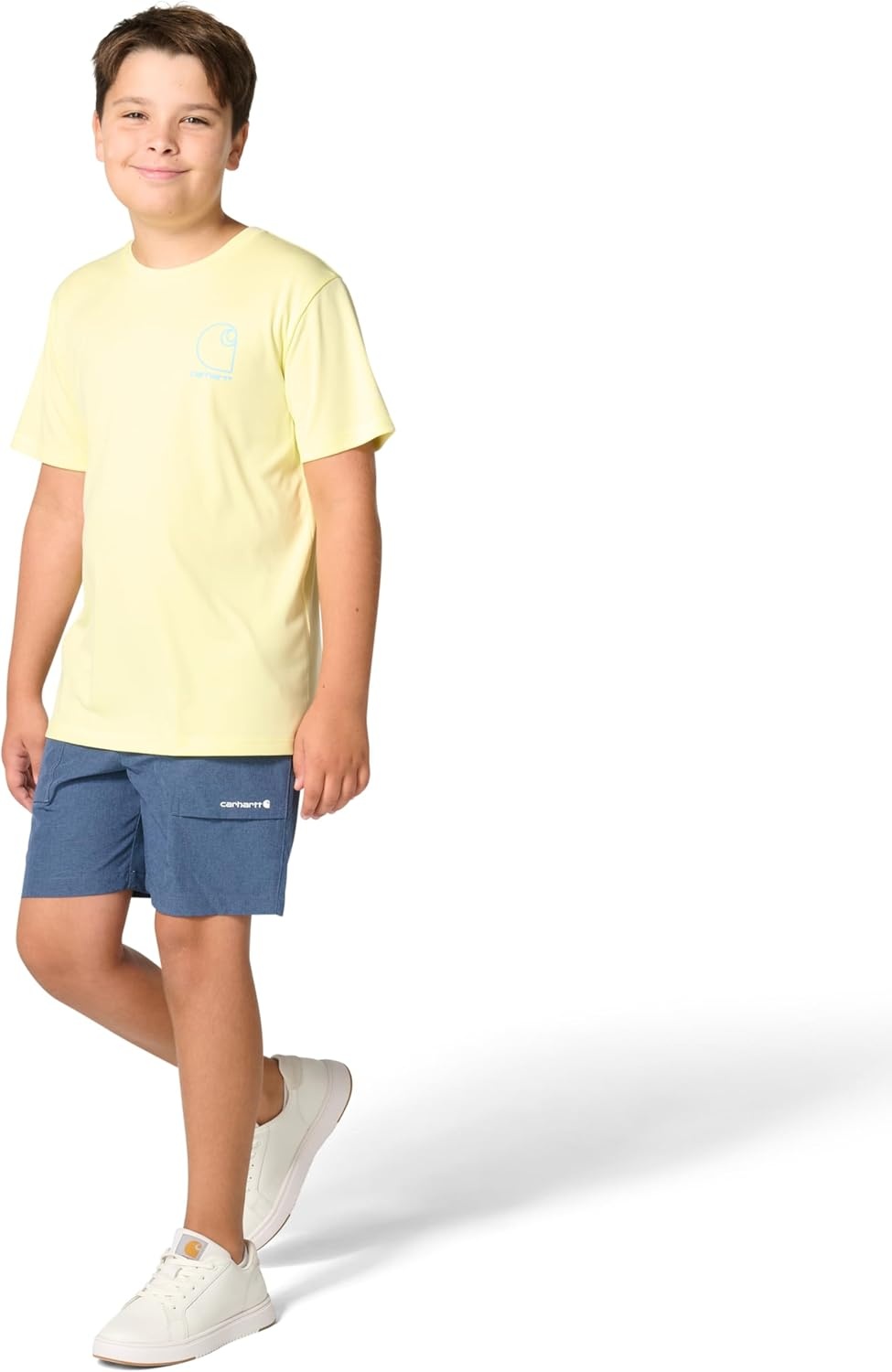 image:imageCarhartt Kids CA6696 ShortSleeve Force Sun Defender TShirt BoysWax Yellow Heather