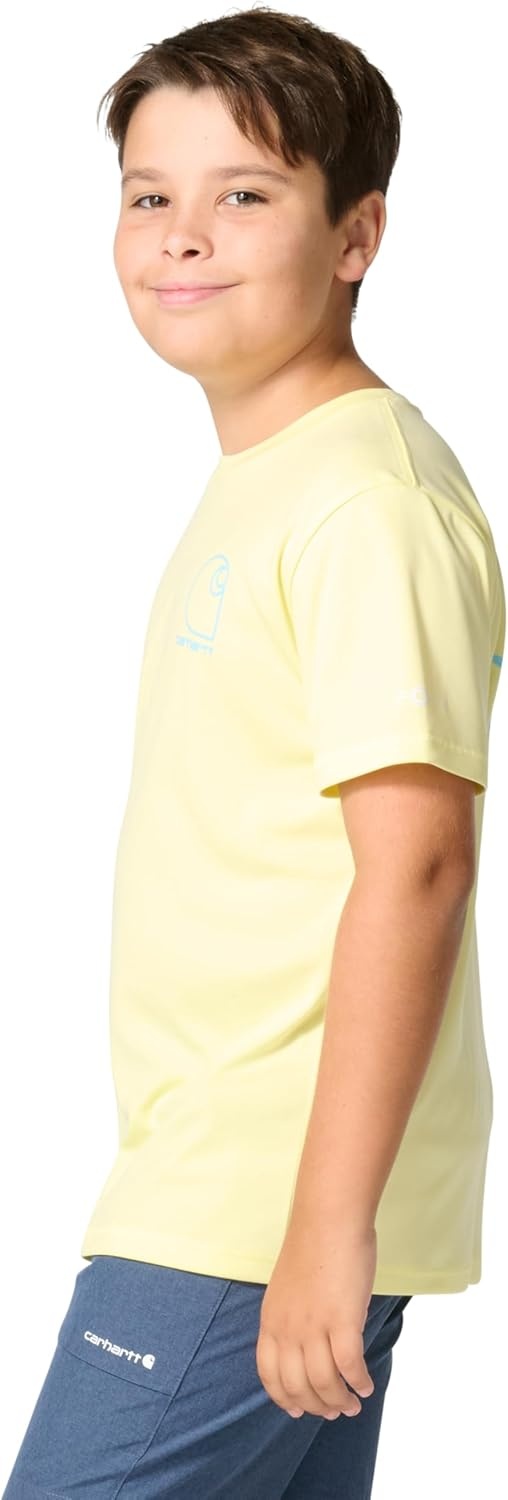 image:imageCarhartt Kids CA6696 ShortSleeve Force Sun Defender TShirt BoysWax Yellow Heather