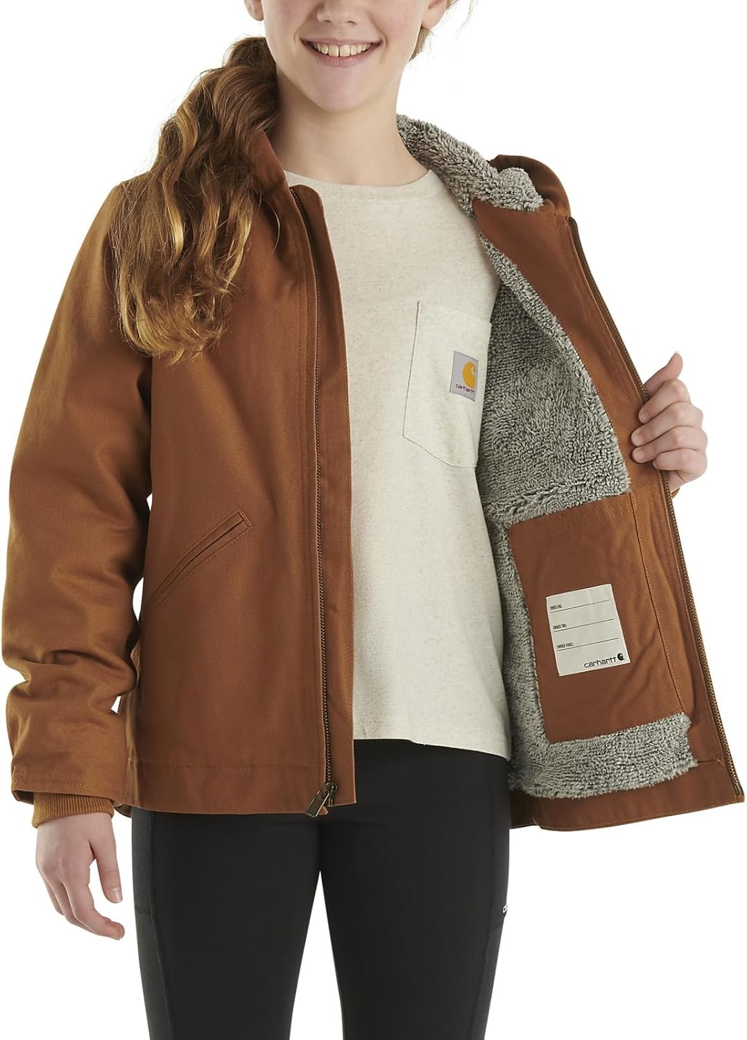 image:imageCarhartt Kids CP9547 Canvas Insulated Hooded Jacket GirlsCarhartt Brown