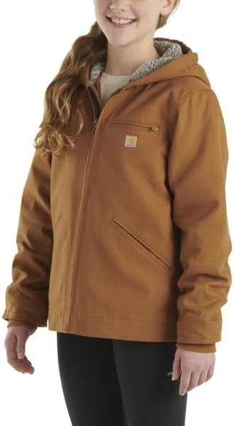 image:imageCarhartt Kids CP9547 Canvas Insulated Hooded Jacket GirlsCarhartt Brown