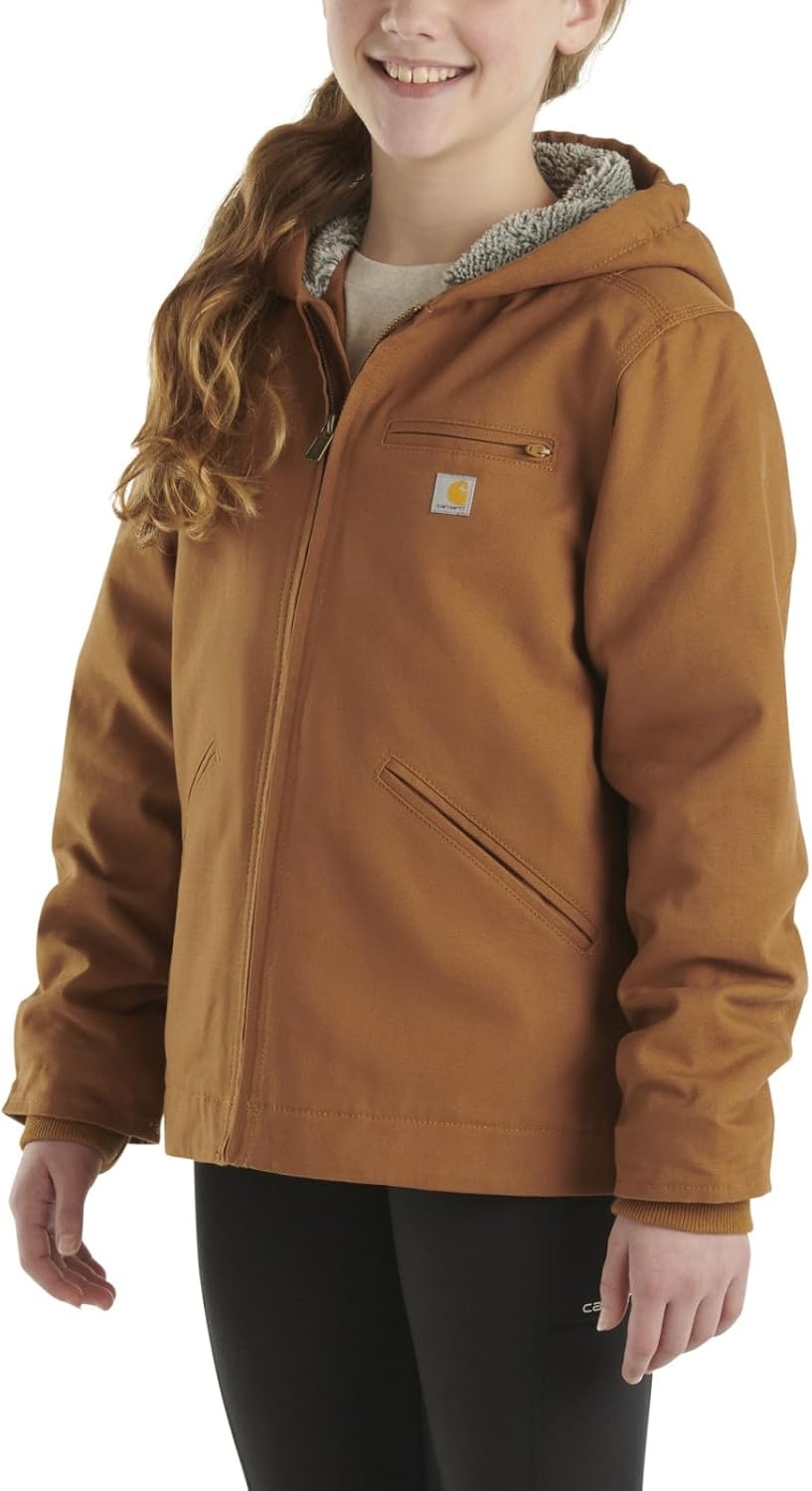 image:imageCarhartt Kids CP9547 Canvas Insulated Hooded Jacket GirlsCarhartt Brown