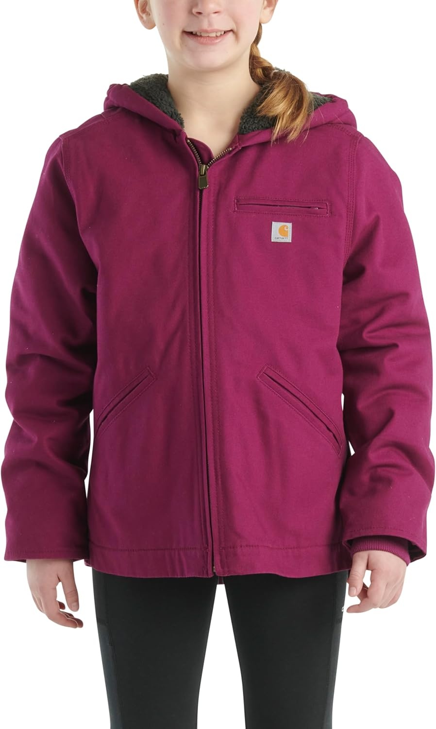 image:imageCarhartt Kids CP9547 Canvas Insulated Hooded Jacket GirlsSierra Plum Caspian