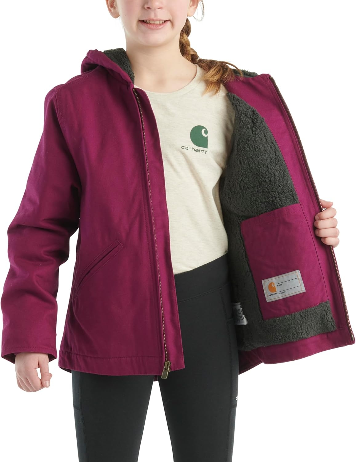 image:imageCarhartt Kids CP9547 Canvas Insulated Hooded Jacket GirlsSierra Plum Caspian