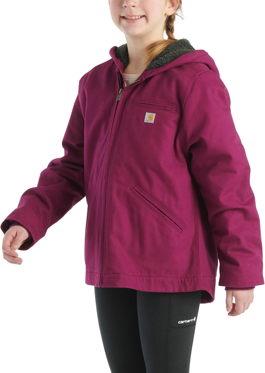 image:imageCarhartt Kids CP9547 Canvas Insulated Hooded Jacket GirlsSierra Plum Caspian