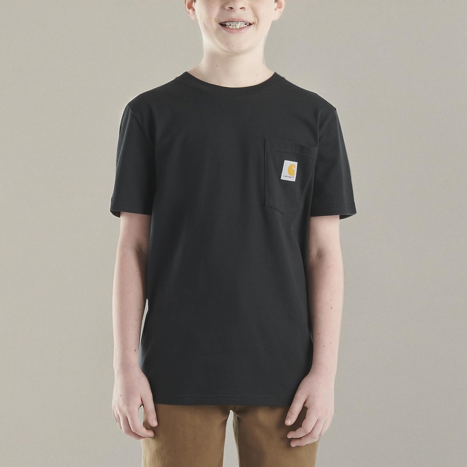 image:imageCarhartt Kids Short Sleeve Pocket TShirt Tee ShirtCaviar Black