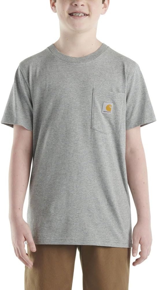 image:imageCarhartt Kids Short Sleeve Pocket TShirt Tee ShirtCharcoal Heather Grey