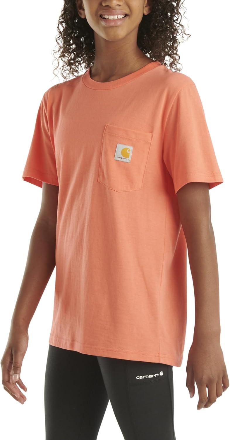 image:imageCarhartt Kids Short Sleeve Pocket TShirt Tee ShirtHot Coral