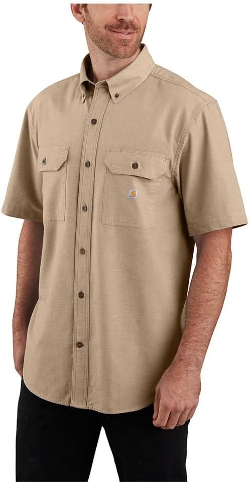 image:imageCarhartt Mens 104369 Loose Fit Midweight ShirtDark Tan Chambray