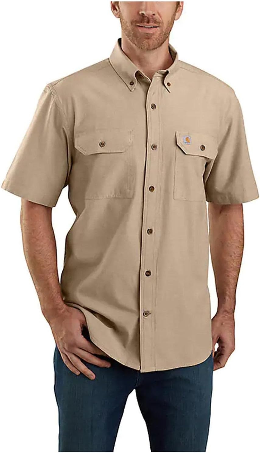 image:imageCarhartt Mens 104369 Loose Fit Midweight ShirtDark Tan Chambray