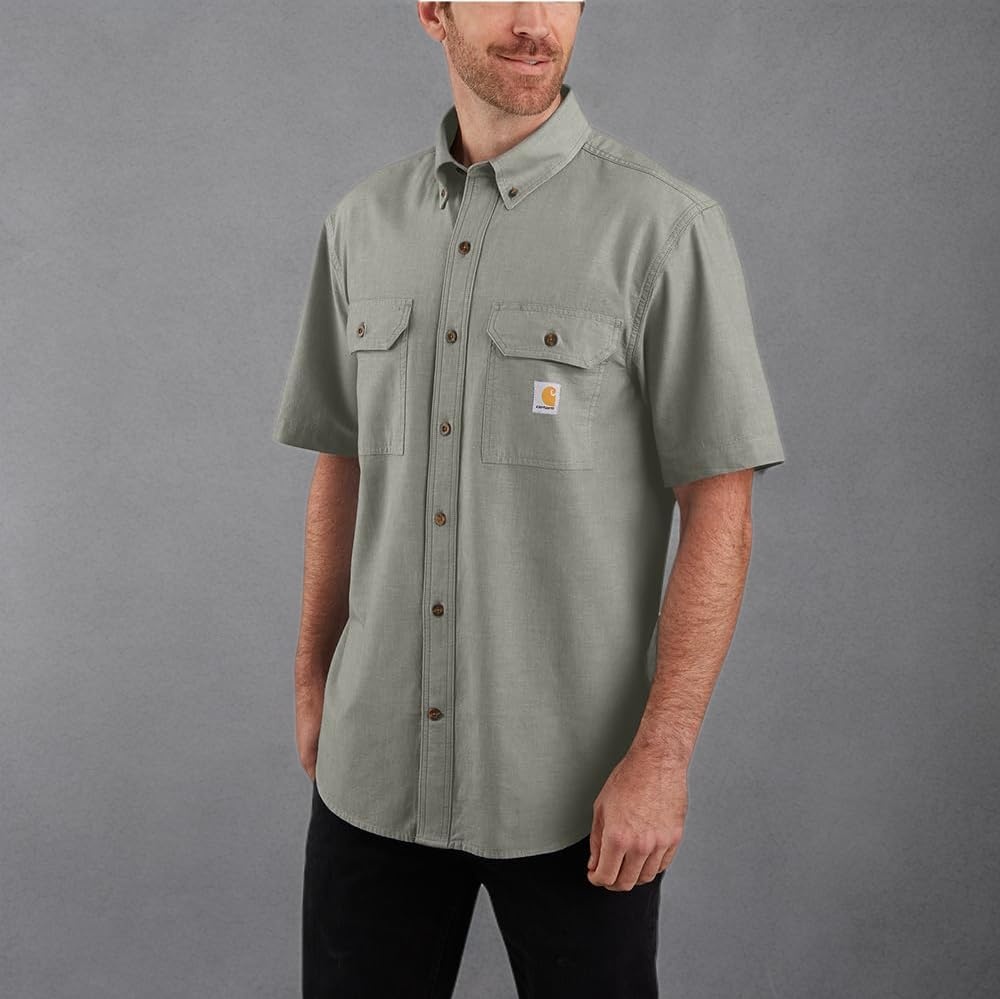 image:imageCarhartt Mens 104369 Loose Fit Midweight ShirtDusty Olive Chambray