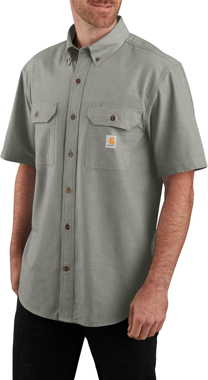 image:imageCarhartt Mens 104369 Loose Fit Midweight ShirtDusty Olive Chambray