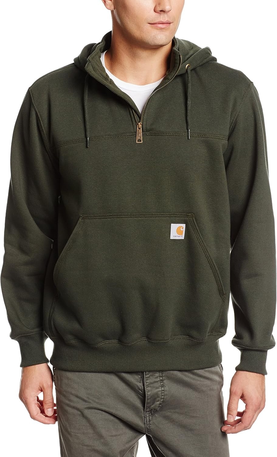 image:imageCarhartt Mens Paxton 14Zip SweatshirtDark Green