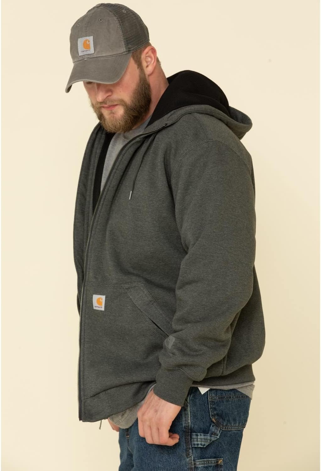 image:imageCarhartt Mens Paxton ThermalLined FullZip SweatshirtCarbon HeatherBlack