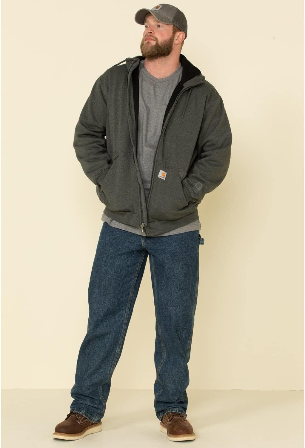 image:imageCarhartt Mens Paxton ThermalLined FullZip SweatshirtCarbon HeatherBlack