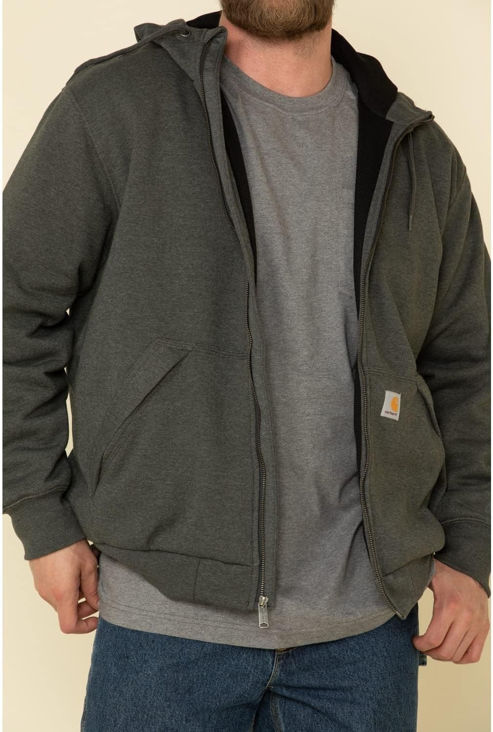 image:imageCarhartt Mens Paxton ThermalLined FullZip SweatshirtCarbon HeatherBlack