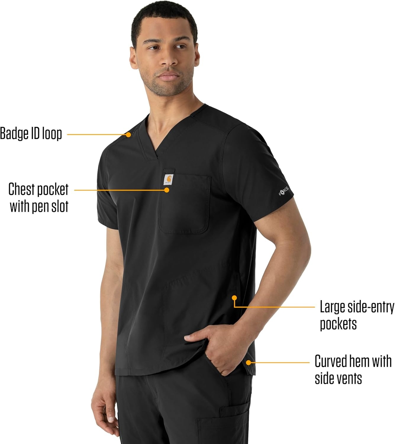 image:imageCarhartt Scrubs C16113 Force Modern Fit VNeck TopBlack