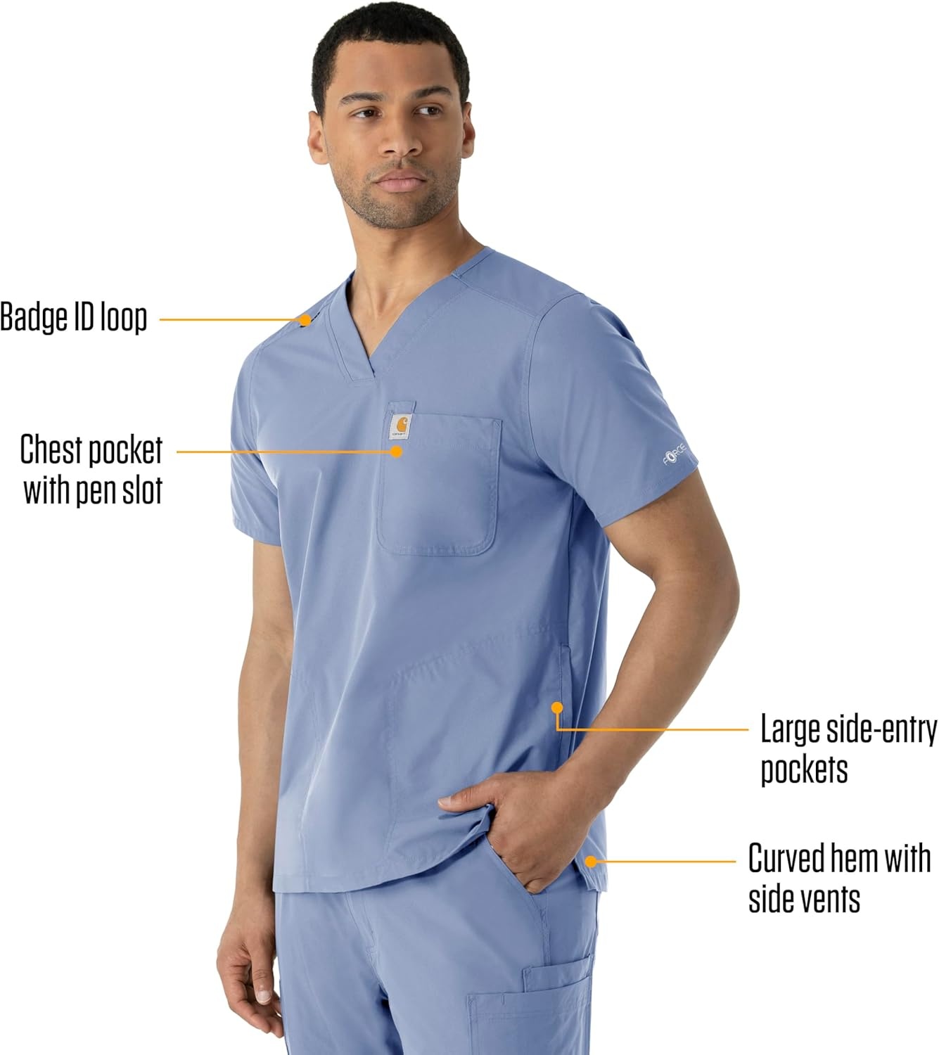 image:imageCarhartt Scrubs C16113 Force Modern Fit VNeck TopCeil Blue
