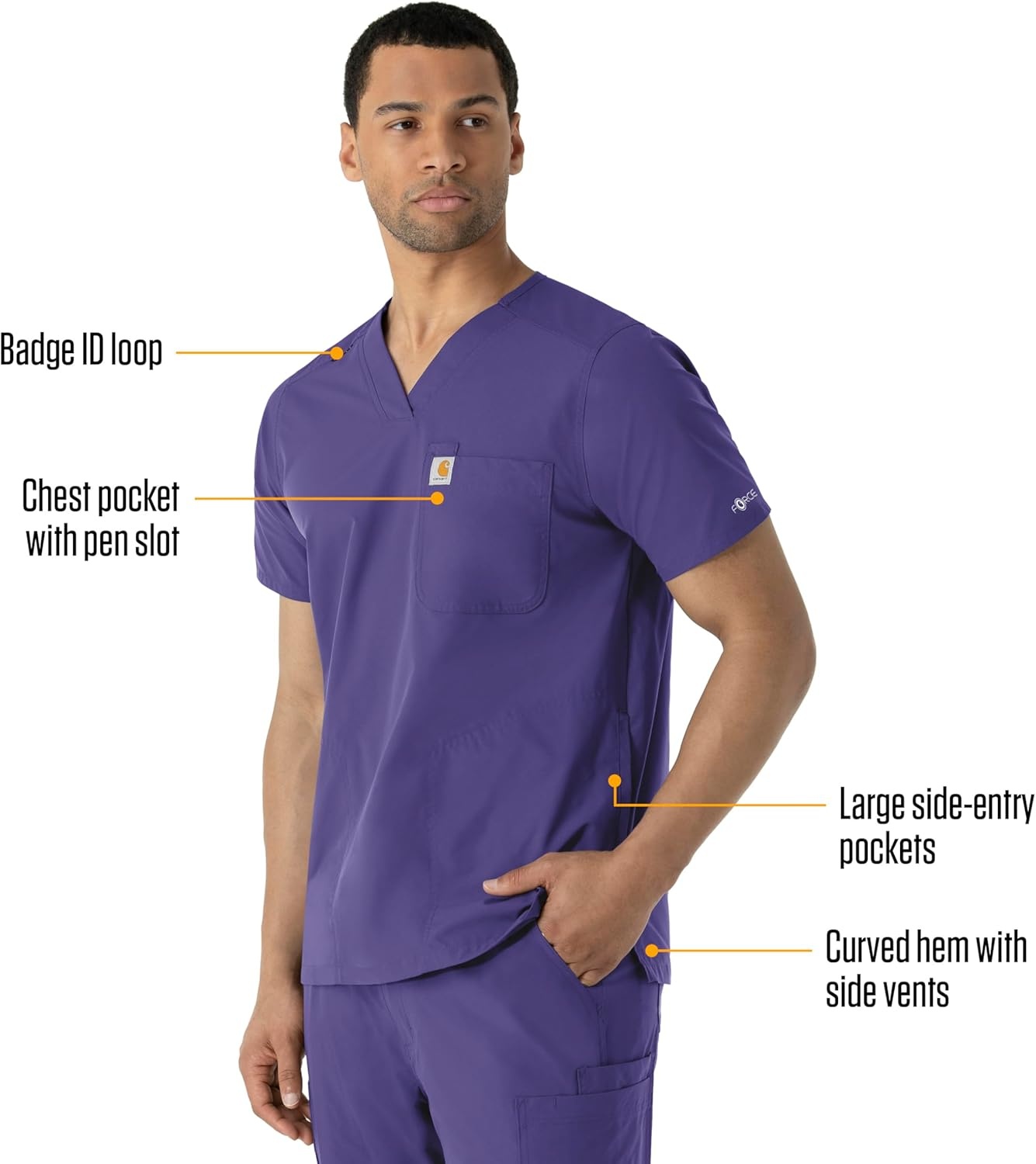 image:imageCarhartt Scrubs C16113 Force Modern Fit VNeck TopGrape