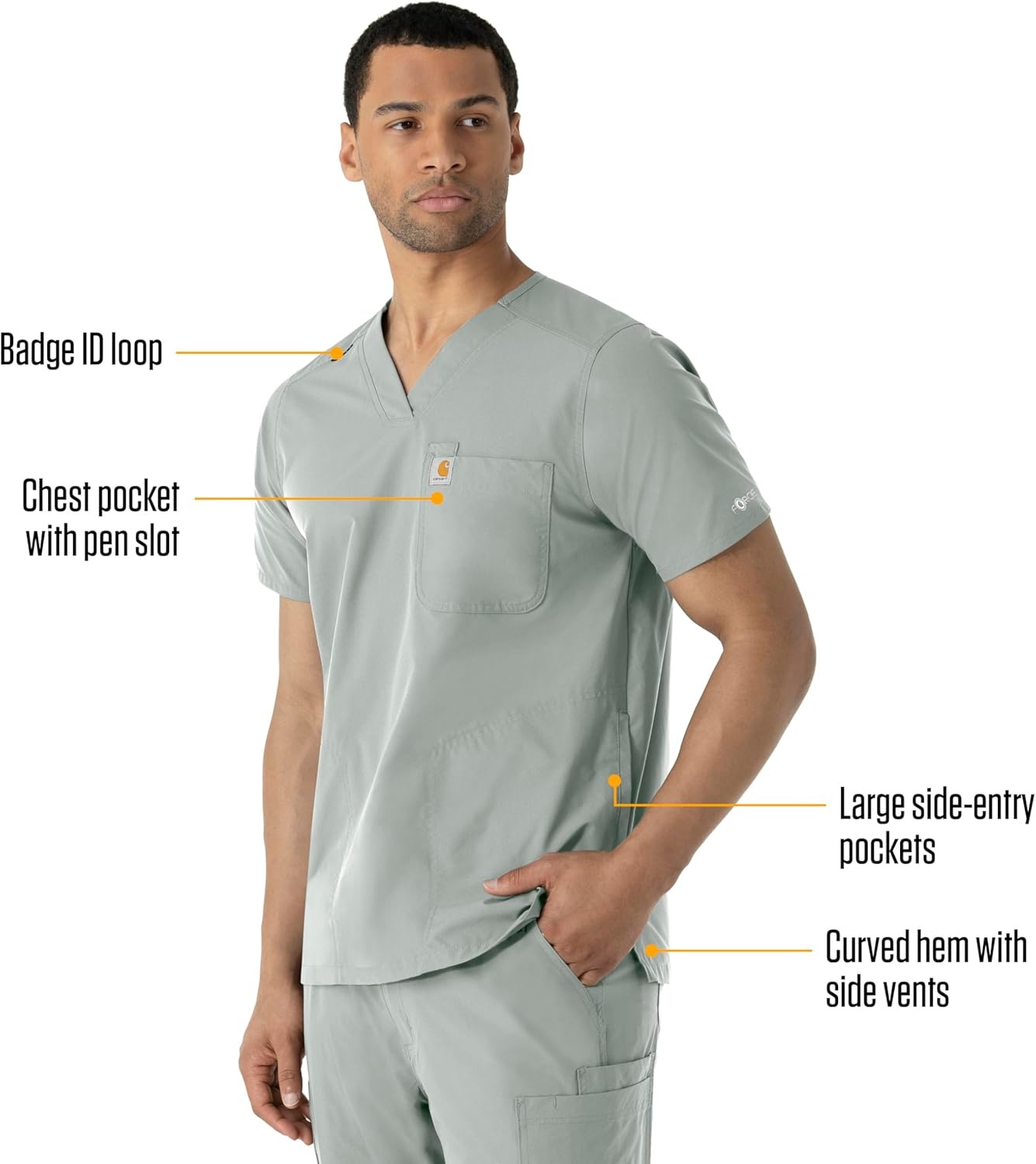 image:imageCarhartt Scrubs C16113 Force Modern Fit VNeck TopGrey