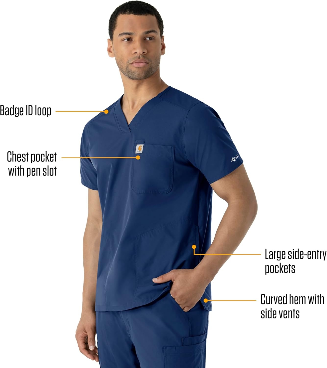 image:imageCarhartt Scrubs C16113 Force Modern Fit VNeck TopNavy