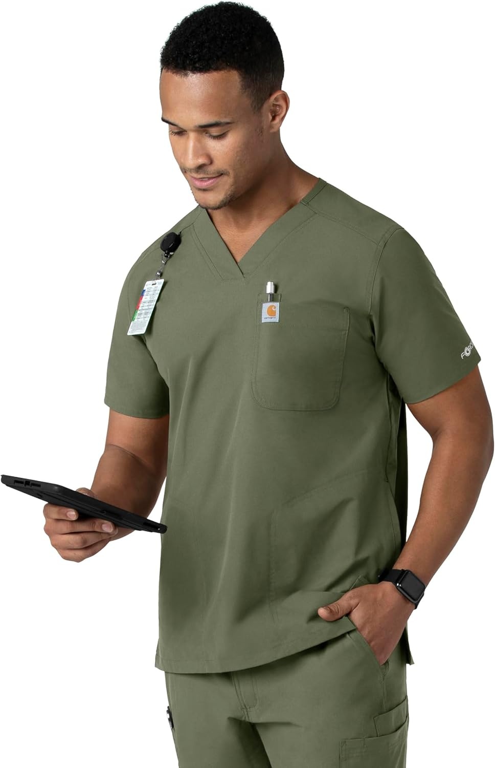 image:imageCarhartt Scrubs C16113 Force Modern Fit VNeck TopOlive