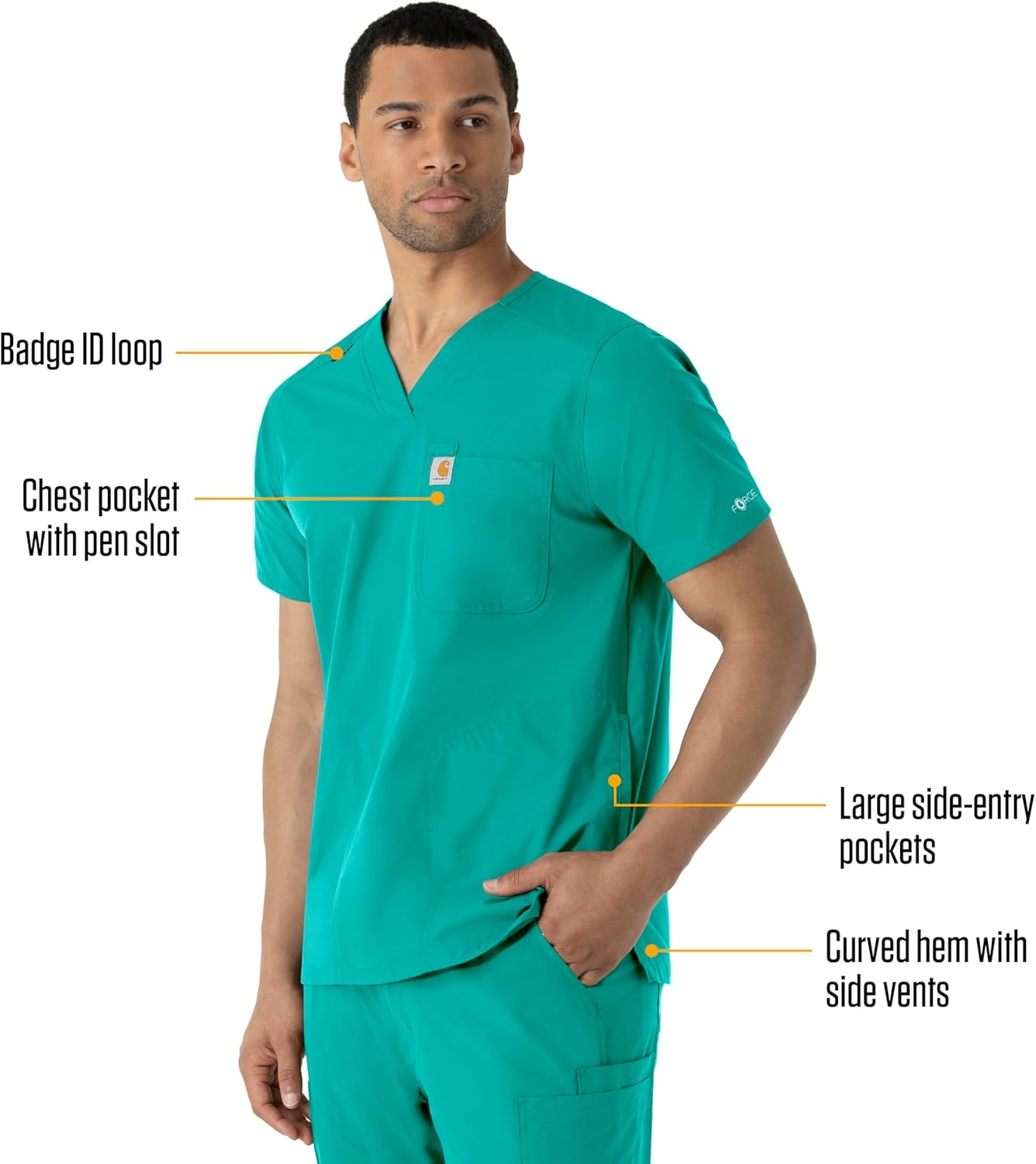 image:imageCarhartt Scrubs C16113 Force Modern Fit VNeck TopTeal Blue