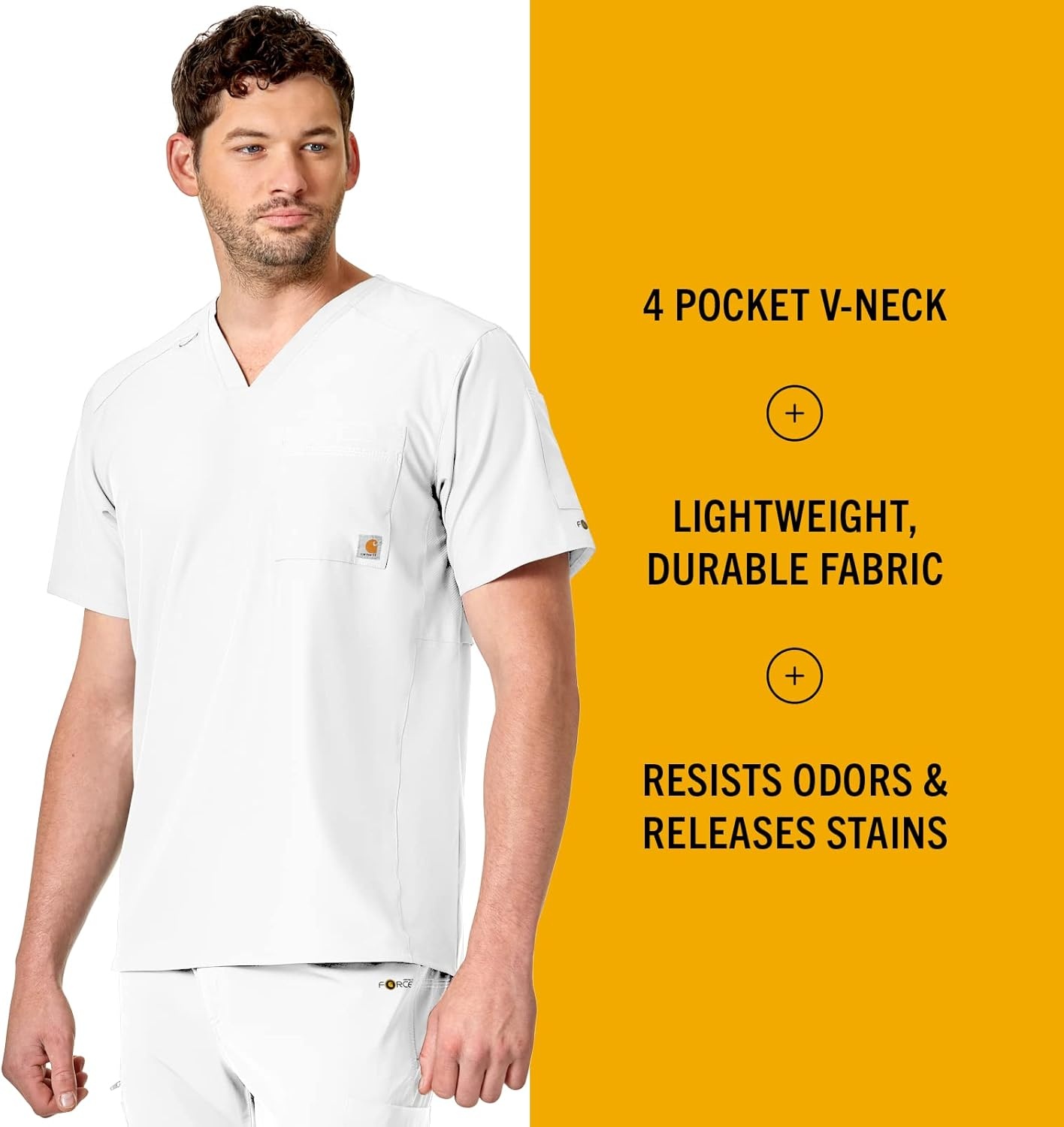 image:imageCarhartt Scrubs C16113 Force Modern Fit VNeck TopWhite