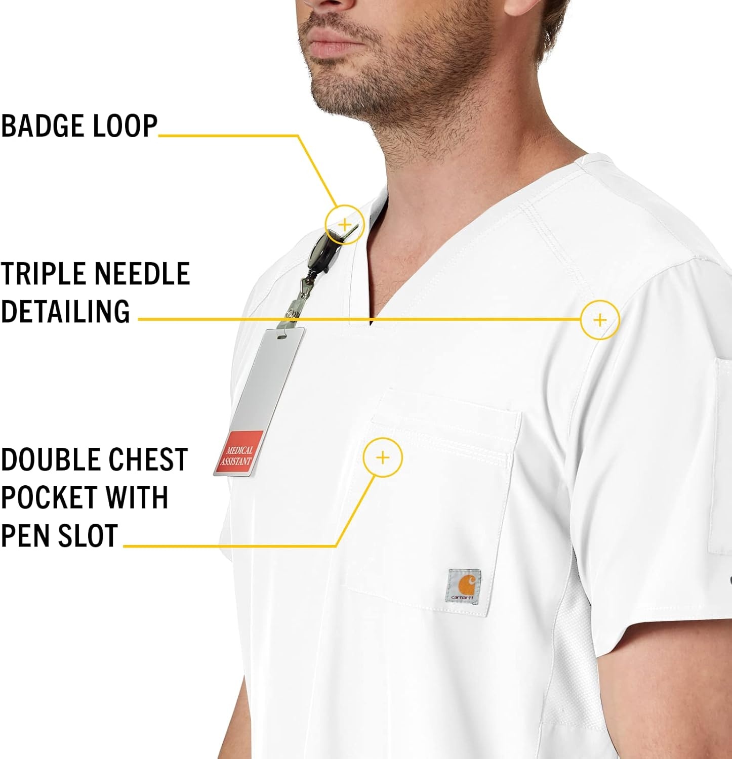 image:imageCarhartt Scrubs C16113 Force Modern Fit VNeck TopWhite