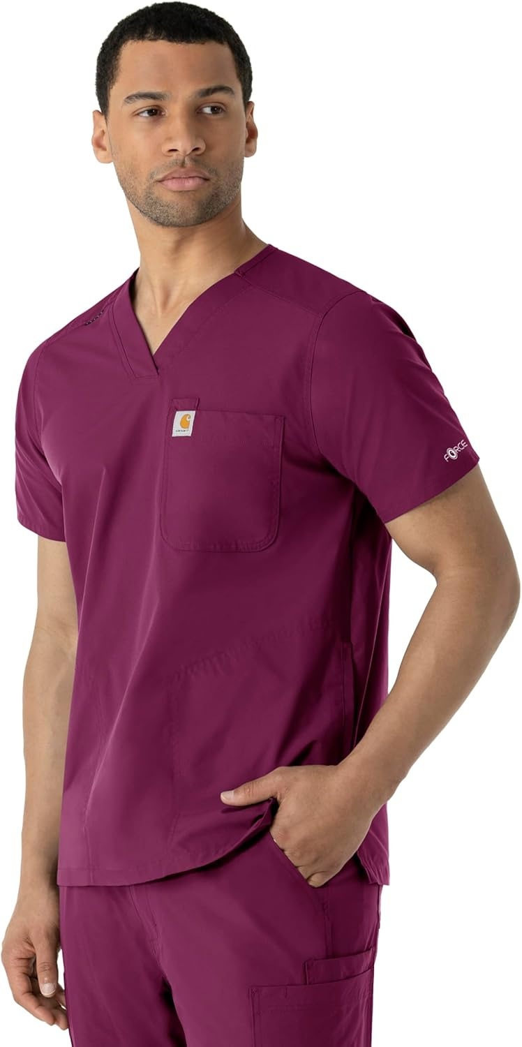 image:imageCarhartt Scrubs C16113 Force Modern Fit VNeck TopWine