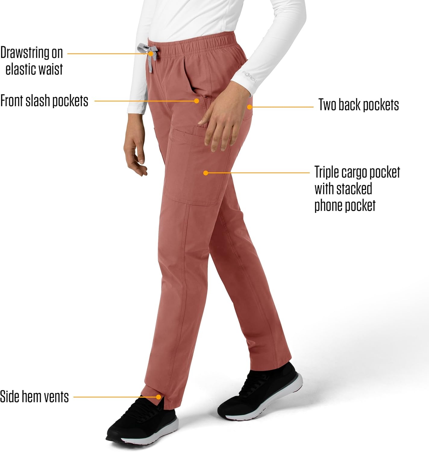 image:imageCarhartt Scrubs C51213 Womens Force Modern Fit Straight Leg PantWildrose