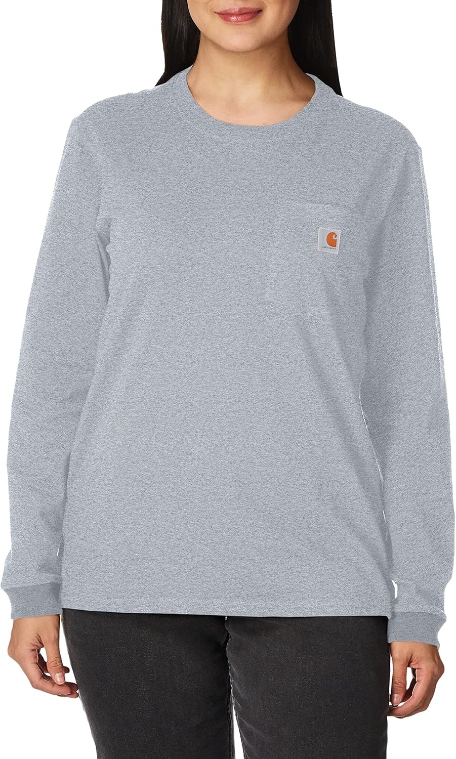 image:imageCarhartt Womens 103244 Womens WK126 Workwear Pocket Long Sleeve TShirtHeather Gray