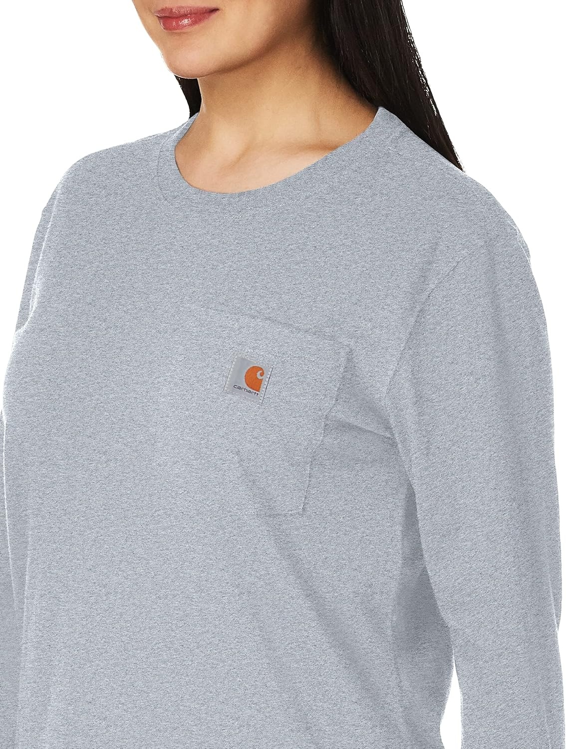 image:imageCarhartt Womens 103244 Womens WK126 Workwear Pocket Long Sleeve TShirtHeather Gray