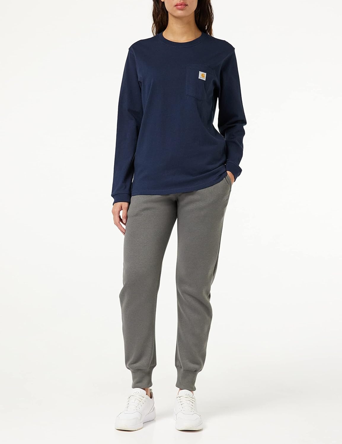 image:imageCarhartt Womens 103244 Womens WK126 Workwear Pocket Long Sleeve TShirtNavy