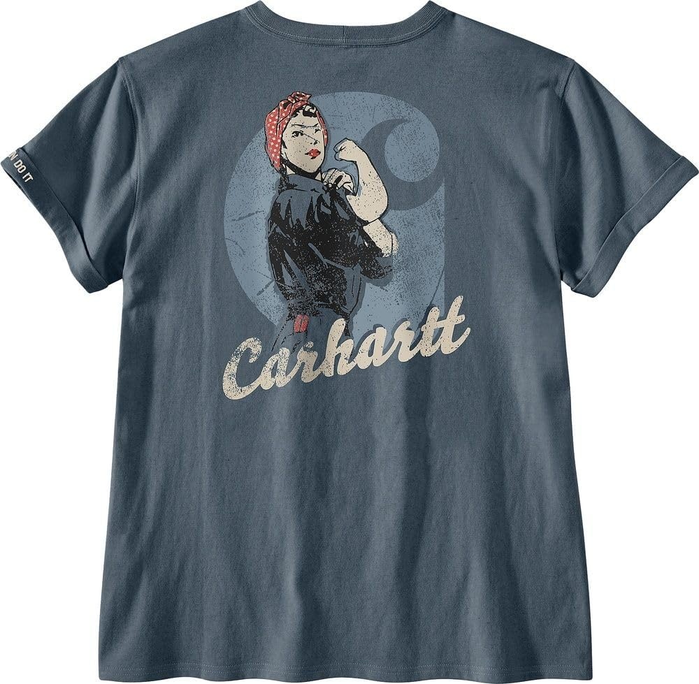 image:imageCarhartt Womens 106903 Womens Loose Fit Heavyweight ShortSleeve Love of LaboIron Blue