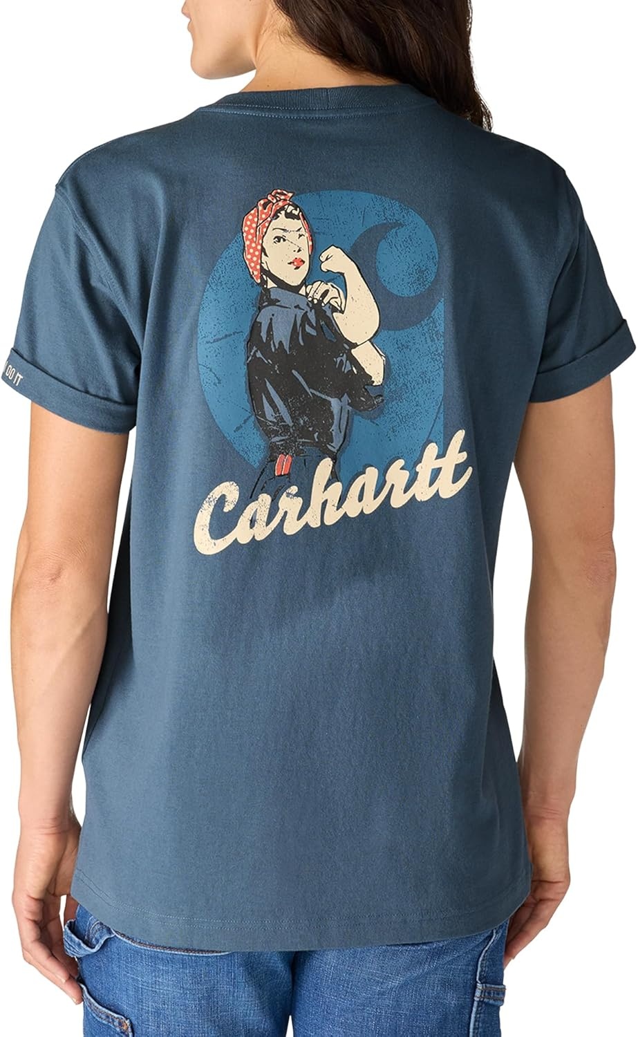 image:imageCarhartt Womens 106903 Womens Loose Fit Heavyweight ShortSleeve Love of LaboIron Blue