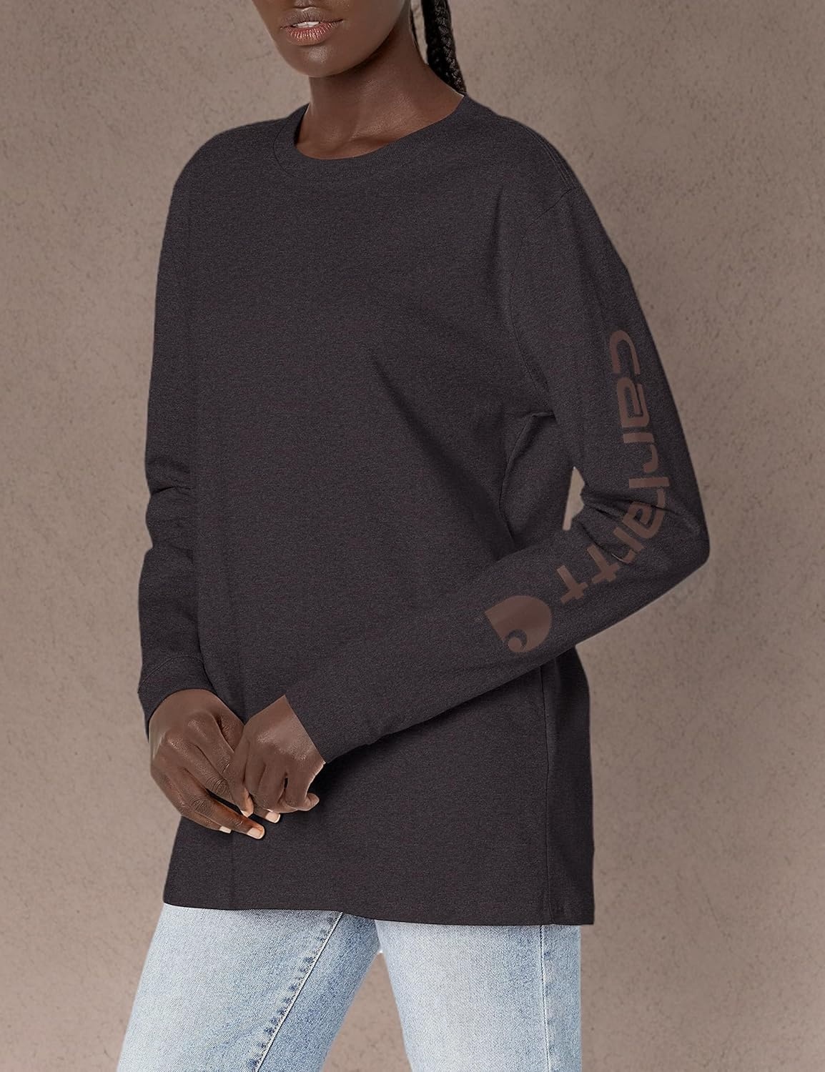 image:imageCarhartt Womens Dearborn Loose LS Logo TShirtBlackberry Heather