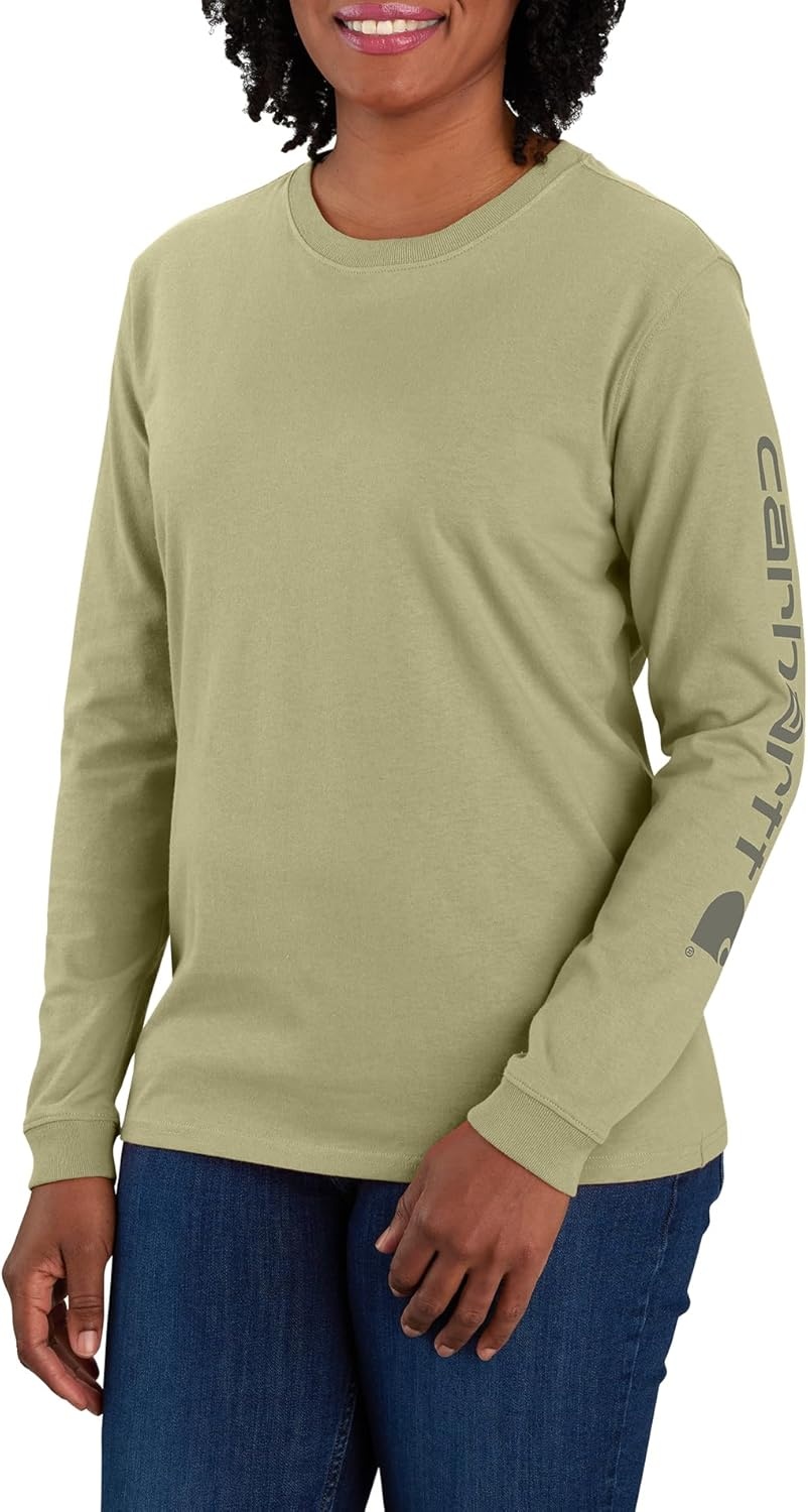 image:imageCarhartt Womens Dearborn Loose LS Logo TShirtDried Clay